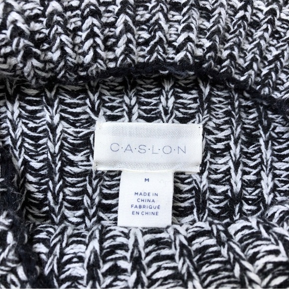 NWOT Caslon Black & White Oversized Crochet Knit Mock Neck Sweater - Picture 2 of 3